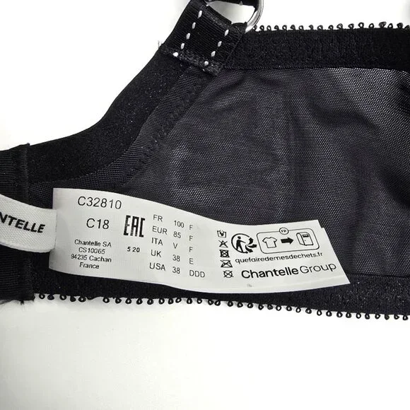 Chantelle Rive Gauche Bra 38DDD Black Metallic Lace - Picture 5 of 10